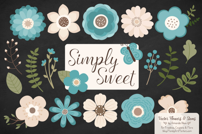simply-sweet-vector-flowers-and-stems-clipart-in-vintage-blue