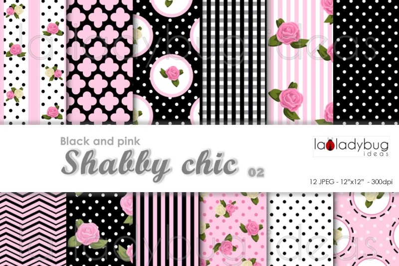 shabby-chic-pink-and-black-digital-wallpapers
