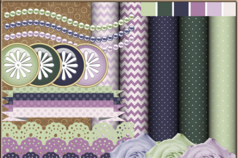 mint-purple-navy-scrapbook-set