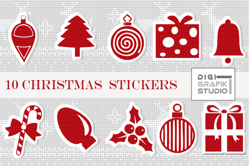 red-glitter-puffy-christmas-digital-stickers