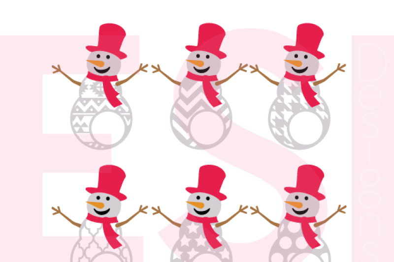 patterned-snowmen-monogram-designs-svg-dxf-eps-cutting-files