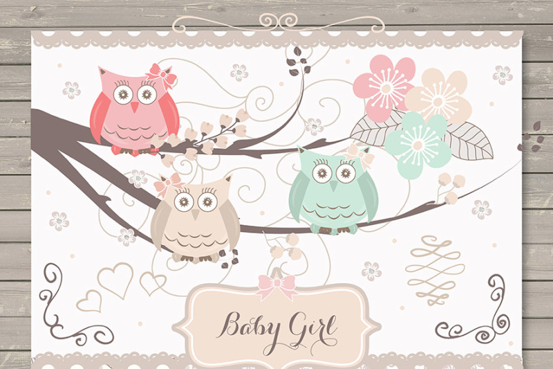 owl-wood-clip-art-graphics-beige-pink-pale-baby-girl-owl-digital-clipart-baby-baby-shower-invitation-clipart-birthday-invitation