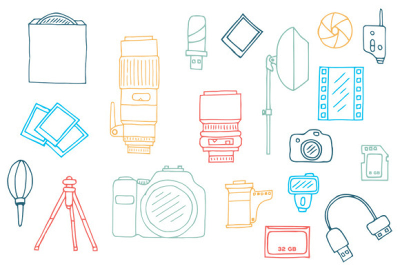 photography-equipment-doodle-set
