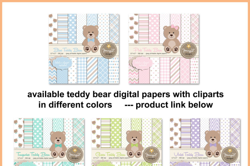green-teddy-bear-digital-papers-and-clipart