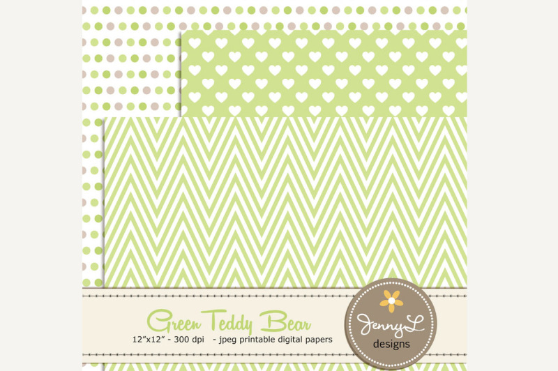 green-teddy-bear-digital-papers-and-clipart