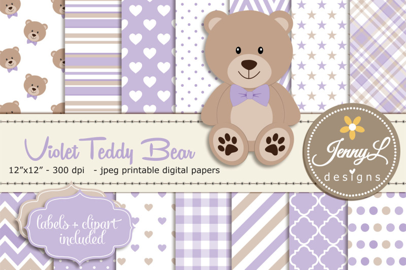 violet-teddy-bear-digital-papers-and-clipart