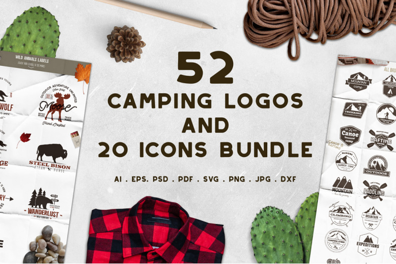52-camping-logos-20-icons-bundle