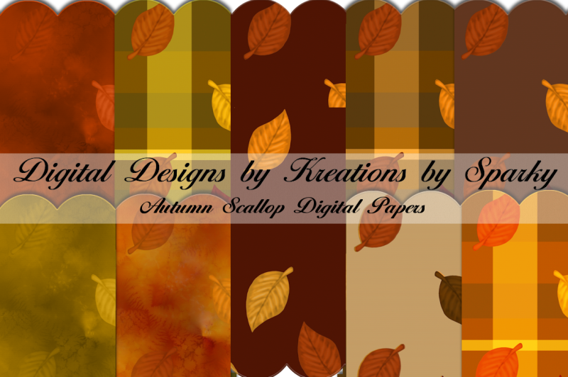 Autumn Decorative Scallop Digital Paper SVG PNG EPS DXF File