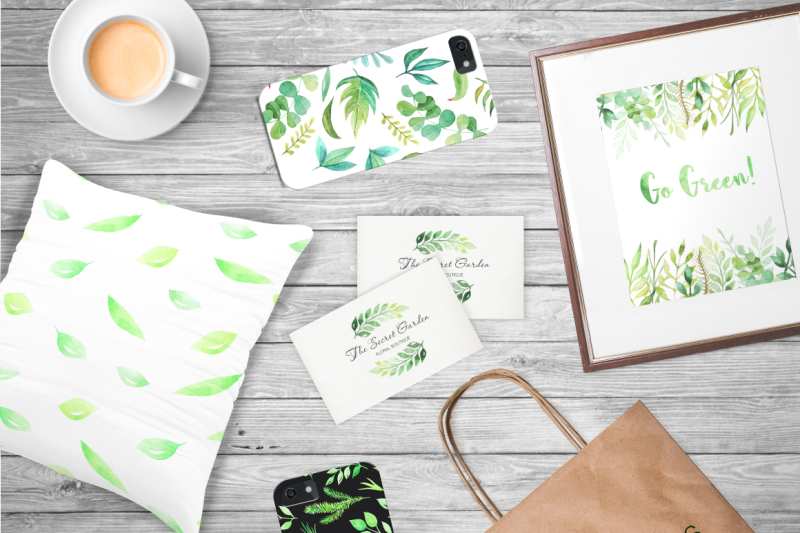 watercolor-green-elements-pack