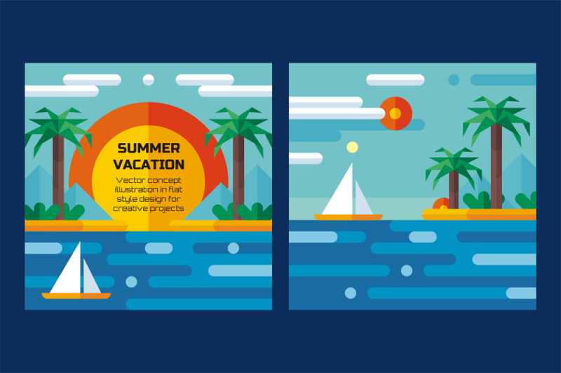 summer-vacation-sea-palms-flat