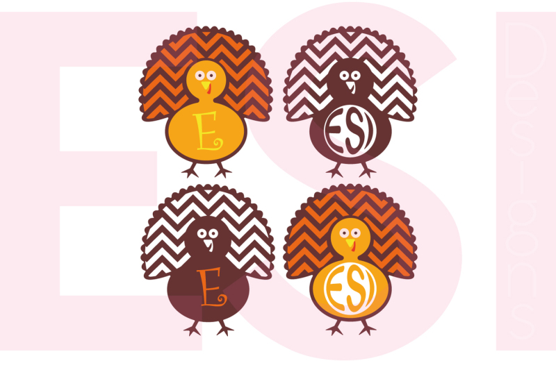 turkey-monogram-designs-chevron-pattern-svg-dxf-eps-cutting-files