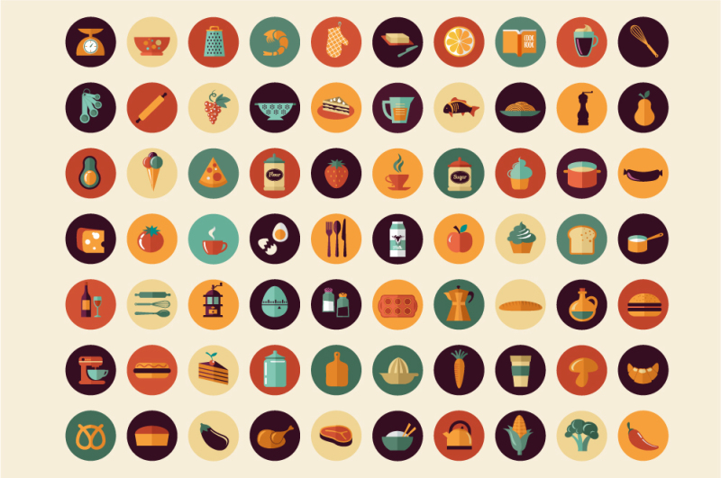cooking-and-backing-70-flat-icons