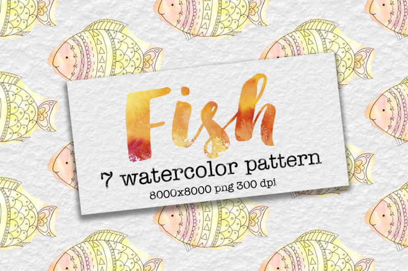 doodle-funny-fish-watercolor-patterns