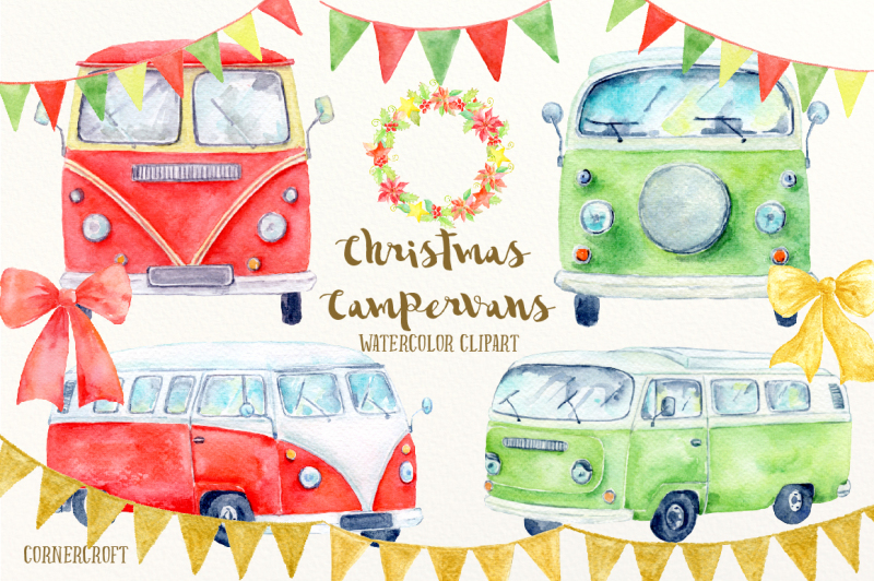 watercolor-christmas-campervan
