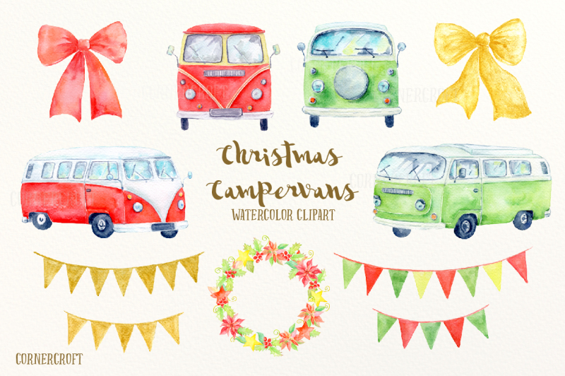 watercolor-christmas-campervan