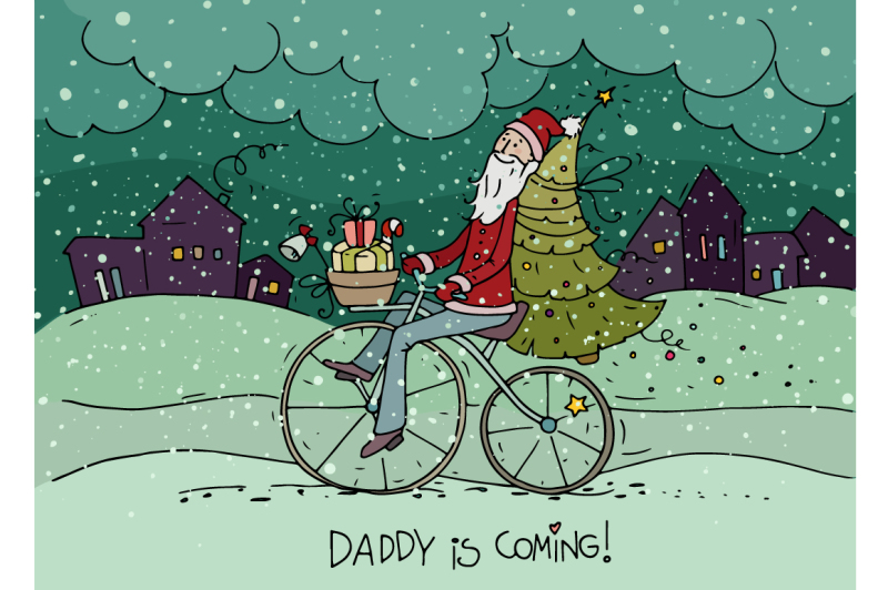 santa-claus-on-bicycle-with-gifts