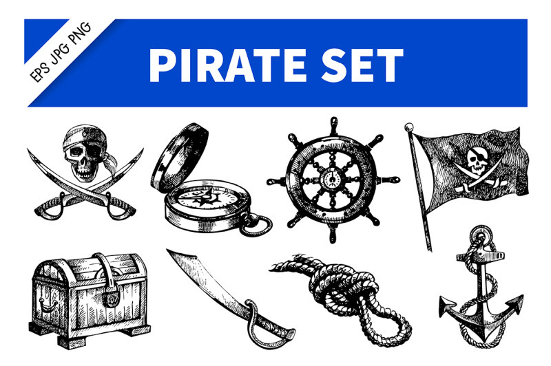 sea-pirate-hand-drawn-sketch-vector-set