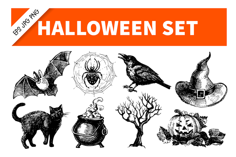 halloween-hand-drawn-sketch-vector-set