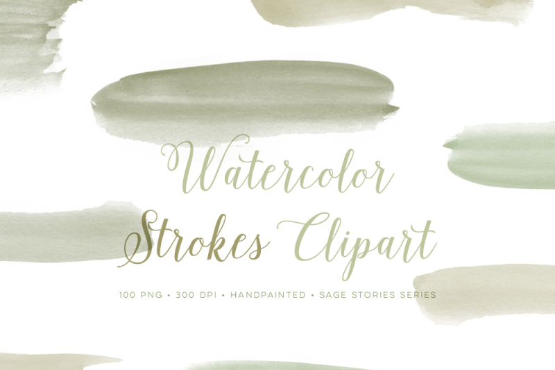 watercolor-clipart-paint-strokes-handpainted-graphics-green-clip-art