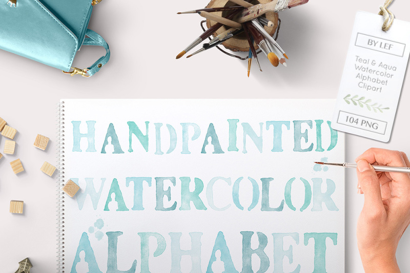 watercolor-alphabet-graphics-clipart-hand-painted-watercolour-teal-and-aqua-set-104-png