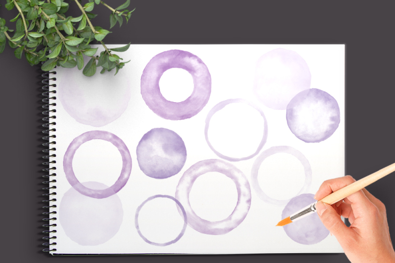 watercolor-circles-n-rings-amethyst-watercolour-clipart-in-purple-and-lilac-shades
