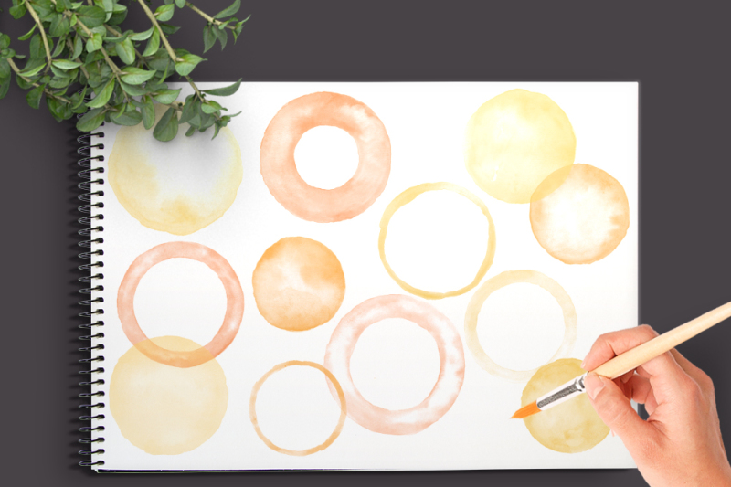 watercolor-circles-graphics-clipart-in-orange-and-yellow-theme