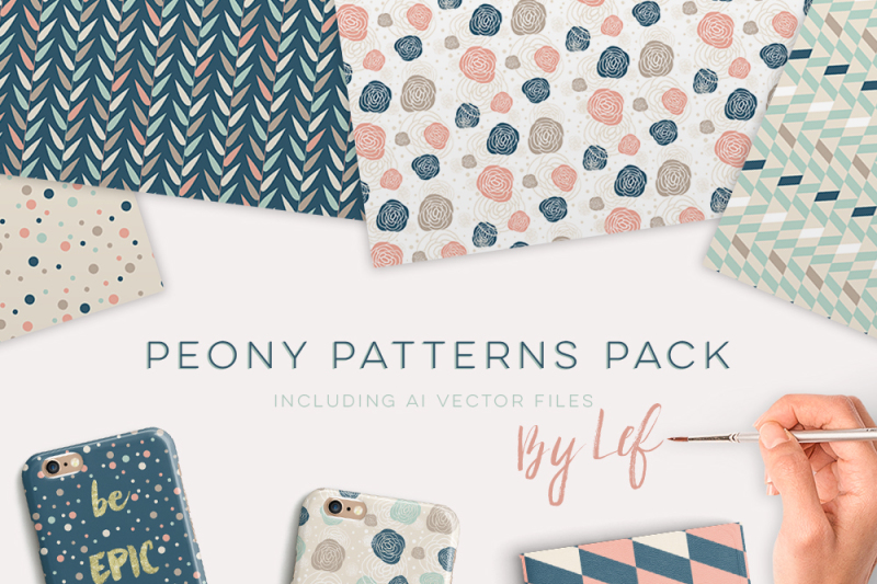 geometric-and-peony-floral-patterns