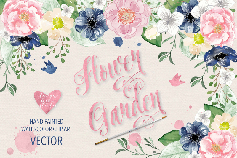 vector-watercolor-color-flower-garden