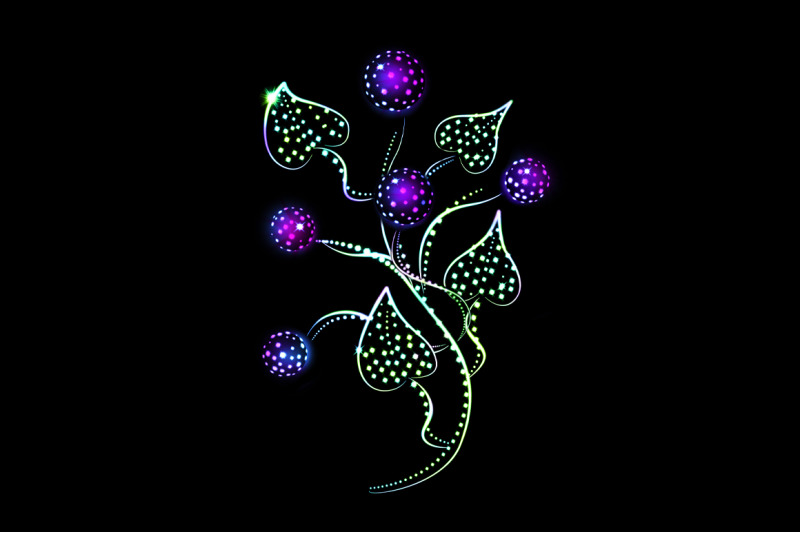 the-image-of-a-bright-luminous-is-a-fantastic-branch-with-berries-and-leaves-on-a-black-background-jpeg-300-dpi
