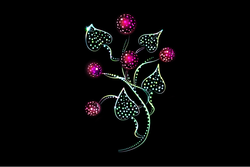 the-image-of-a-bright-luminous-is-a-fantastic-branch-with-berries-and-leaves-on-a-black-background-jpeg-300-dpi