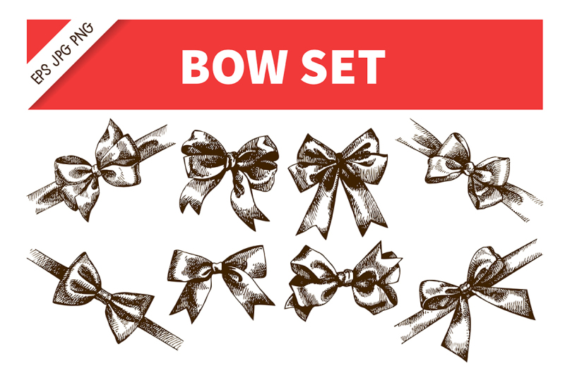 bow-ribbon-hand-drawn-sketch-vector-set