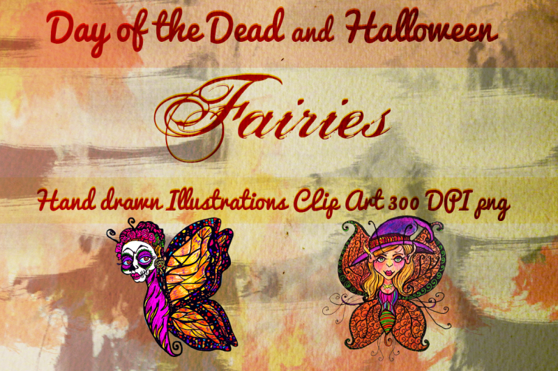 hand-drawn-clip-art-day-of-the-dead-and-halloween-fairies
