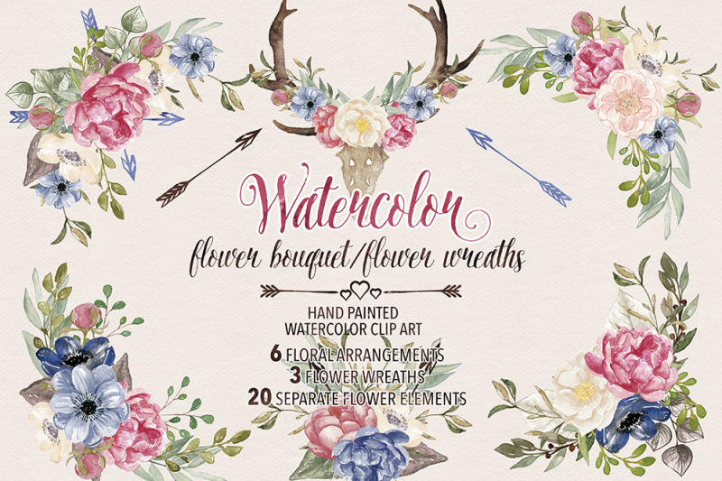 watercolor-flower-wreaths-bouquets