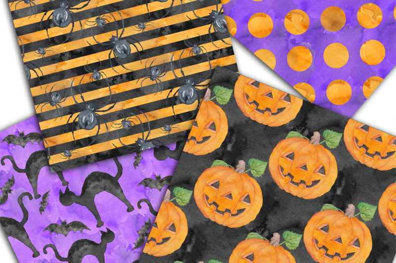 halloween-watercolor-digital-paper-pack