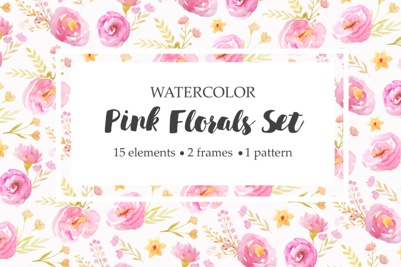 watercolor-pink-floral-set