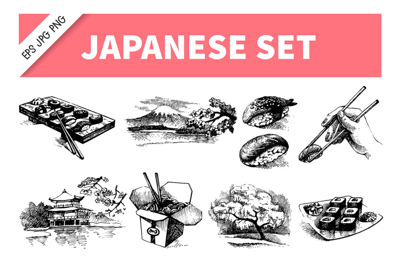 japanese-hand-drawn-vector-set