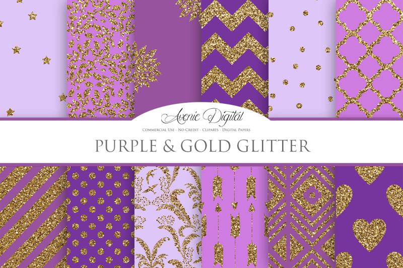 purple-and-gold-glitter-digital-paper