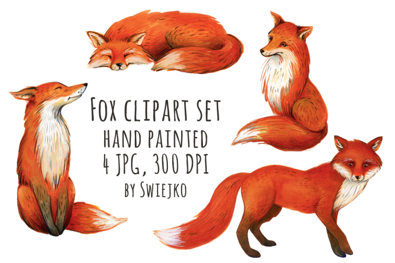 fox-clipart-watercolor-illustration-forest-images