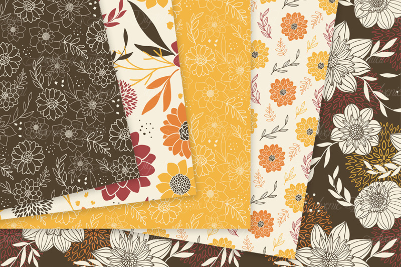 autumn-floral-digital-paper-flower-vector-patterns