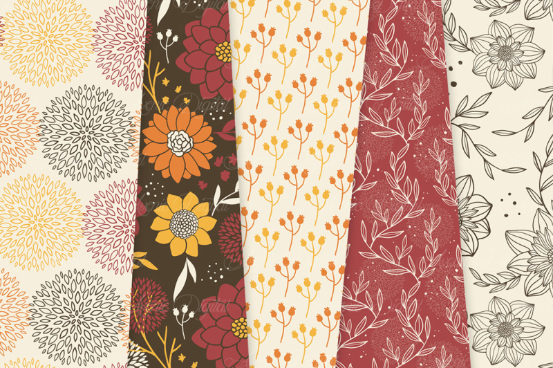 autumn-floral-digital-paper-flower-vector-patterns