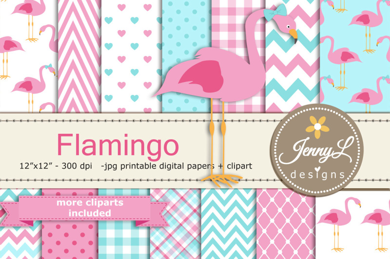 flamingo-digital-papers-and-cliparts