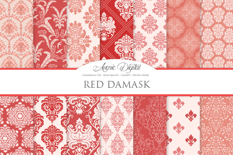28-red-damask-digital-papers-bundle