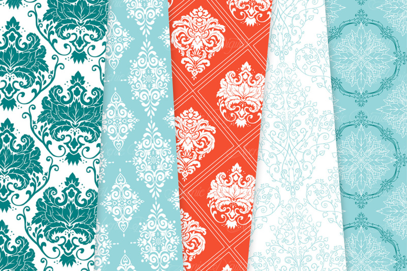 28-teal-and-red-damask-digital-papers-bundle