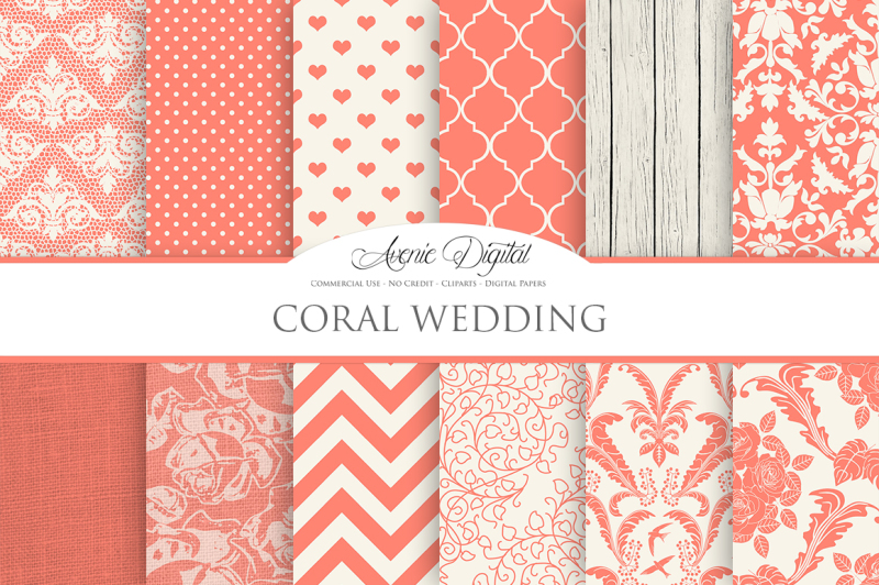 coral-wedding-digital-paper