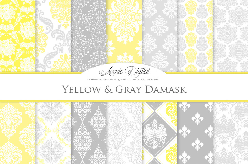 28-yellow-and-gray-damask-digital-paper-bundle