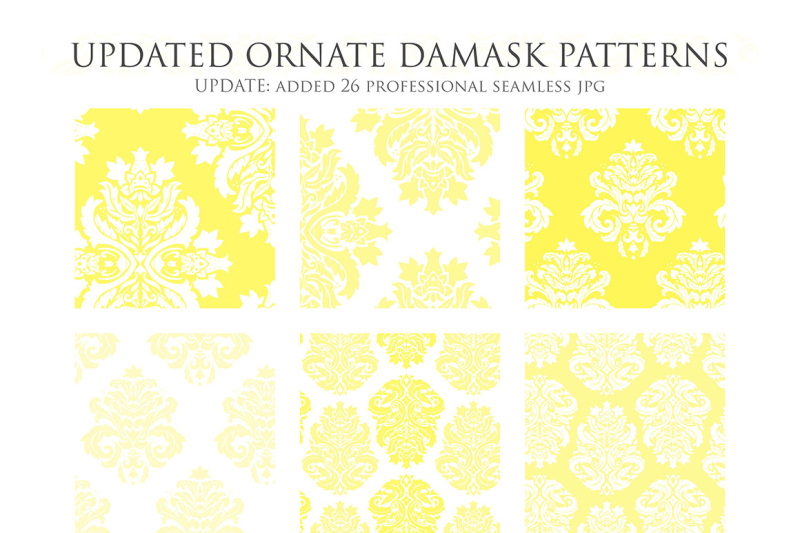 Download 28 Yellow Damask Digital Paper Bundle By AvenieDigital ...