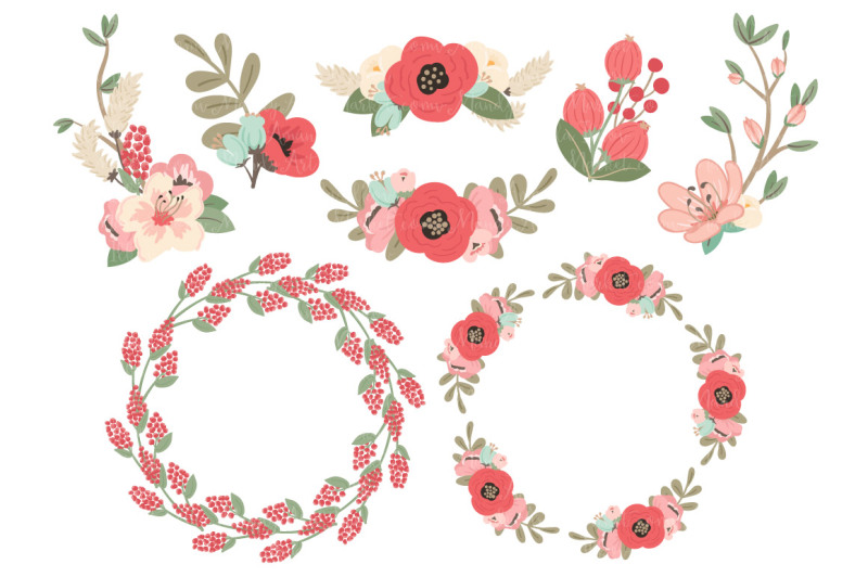 jenny-floral-vector-wreaths-in-mint-and-coral
