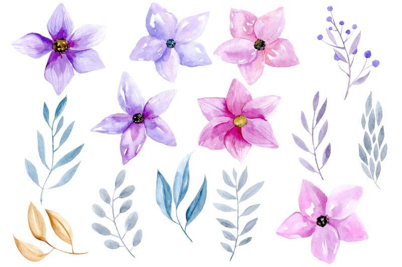 watercolor-purple-and-pink-flowers