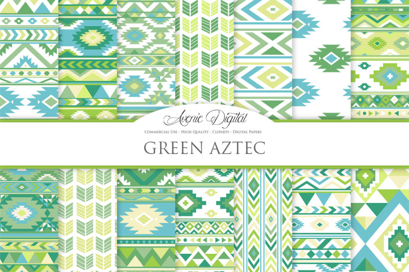 green-aztec-digital-paper