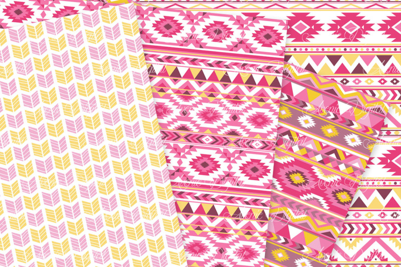 pink-and-yellow-aztec-digital-paper